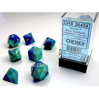 Chessex Blue-Teal/gold - Gemini Polyhedral 7-Die Set