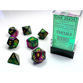 Chessex Green-Purple/gold - Gemini Polyhedral 7-Die Set