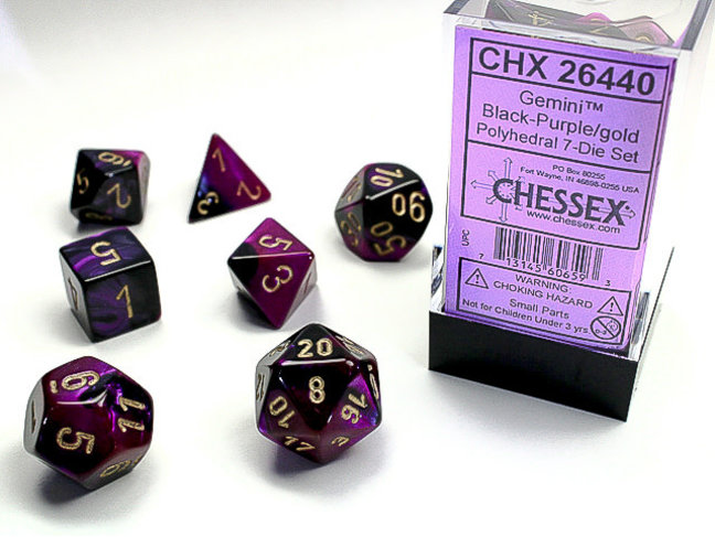Chessex Black-Purple/gold - Gemini Polyhedral 7-Die Set