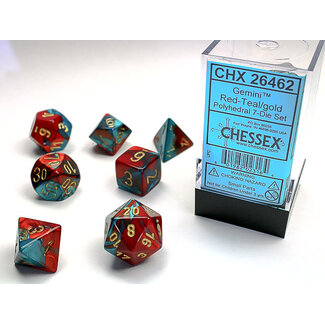 Chessex Red-Teal/gold - Gemini Polyhedral 7-Die Set