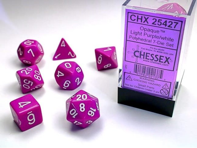 Chessex Light Purple/white - Opaque Polyhedral 7-Die Set