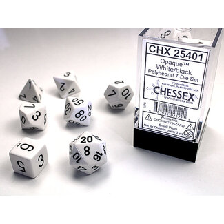Chessex White/black - Opaque Polyhedral 7-Die Set