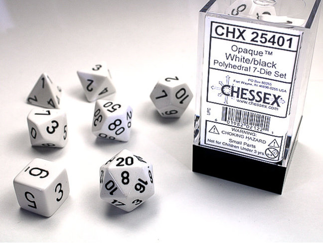 Chessex White/black - Opaque Polyhedral 7-Die Set