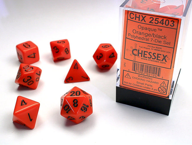 Chessex Orange/black - Opaque Polyhedral 7-Die Set
