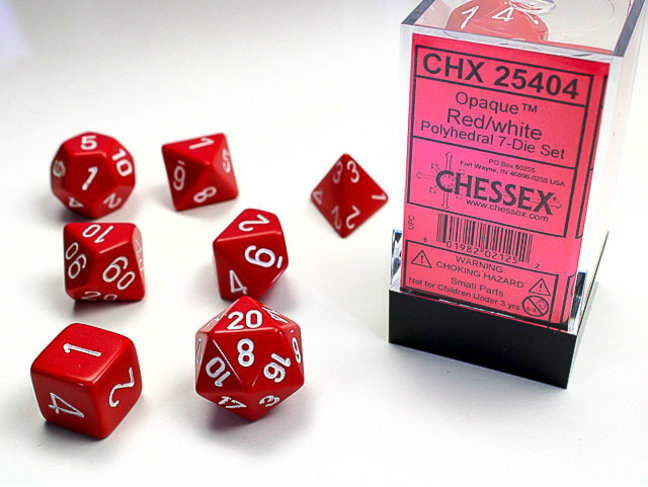 Chessex Red/white - Opaque Polyhedral 7-Die Set