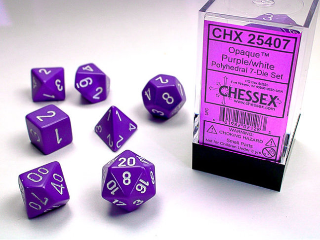 Chessex Purple/white - Opaque Polyhedral 7-Die Set
