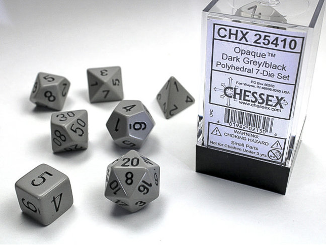 Chessex Dark Grey/black - Opaque Polyhedral 7-Die Set