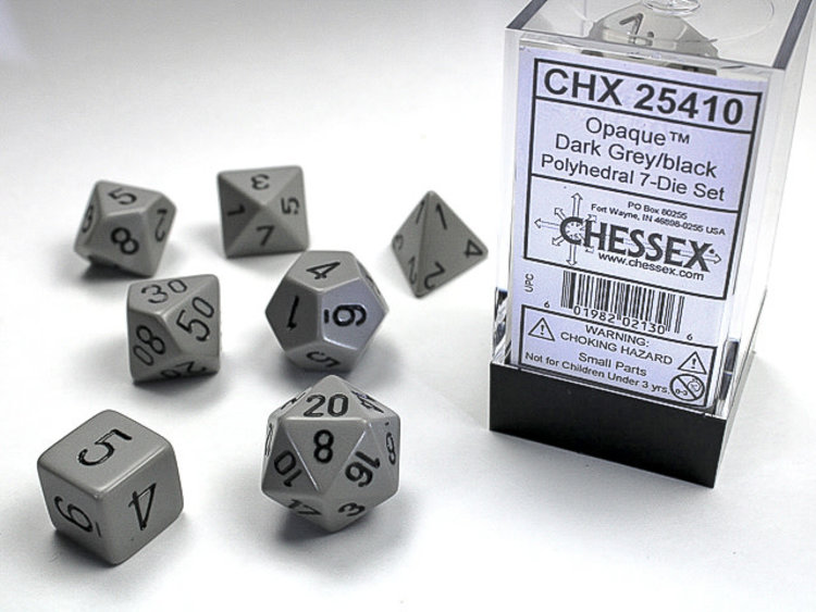 Chessex Chessex: Dark Grey/black - Opaque Polyhedral 7-Die Set