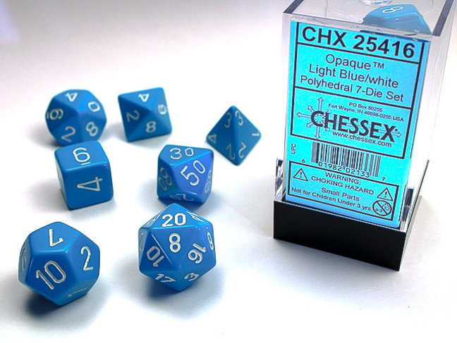 Chessex Light Blue/white - Opaque Polyhedral 7-Die Set