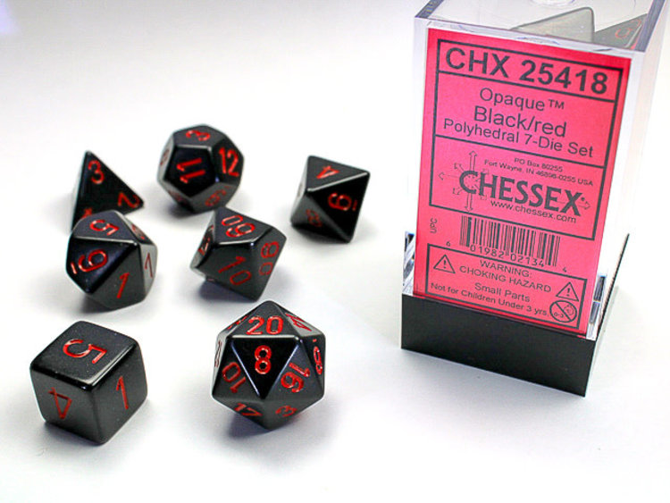 Chessex Chessex: Black/red - Opaque Polyhedral 7-Die Set