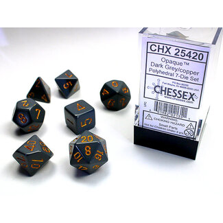 Chessex Dark Grey/copper - Opaque Polyhedral 7-Die Set