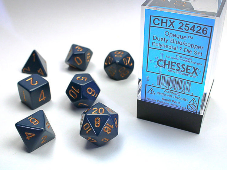 Chessex Chessex: Dusty Blue/copper - Opaque Polyhedral 7-Die Set