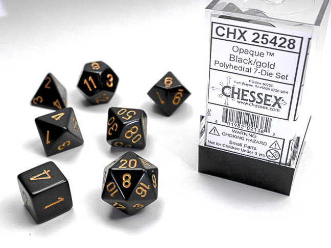 Chessex Black/gold - Opaque Polyhedral 7-Die Set