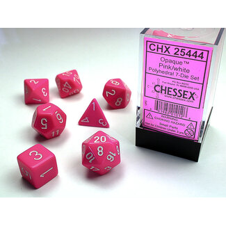 Chessex Pink/white - Opaque Polyhedral 7-Die Set