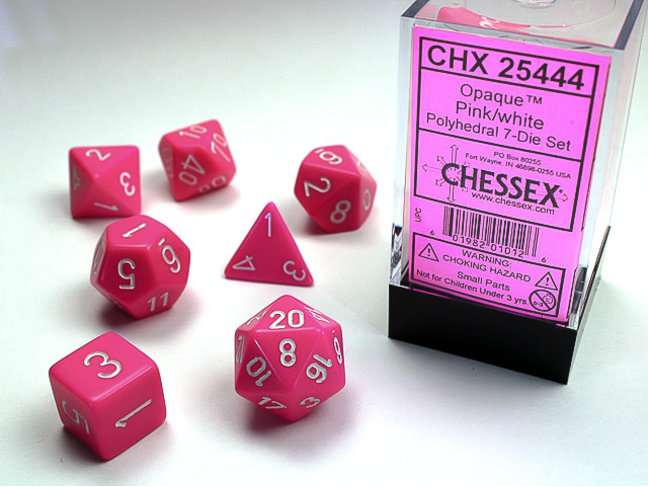Chessex Pink/white - Opaque Polyhedral 7-Die Set