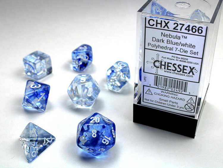 Chessex Chessex: Dark Blue/white - Nebula Polyhedral 7-Die Set