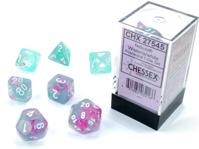 Chessex Wisteria/white - Nebula Luminary Polyhedral 7-Die Set