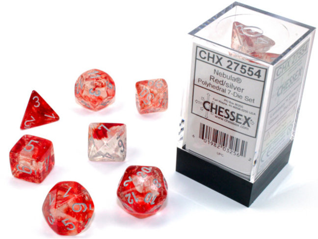 Chessex Red/silver - Nebula Luminary Polyhedral 7-Die Set