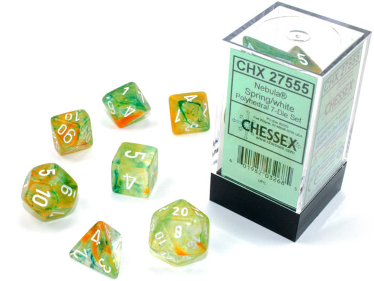 Chessex Chessex: Spring/white - Nebula Luminary Polyhedral 7-Die Set
