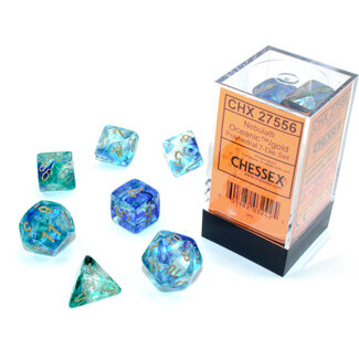 Chessex Oceanic/gold - Nebula Luminary Polyhedral 7-Die Set