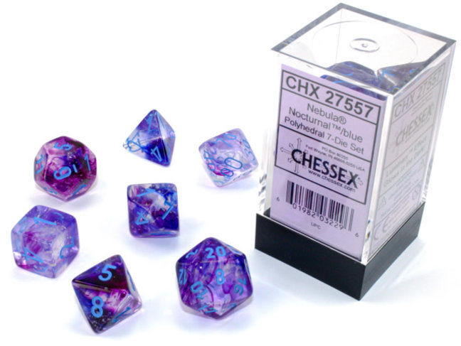 Chessex Nocturnal/blue - Nebula Luminary Polyhedral 7-Die Set