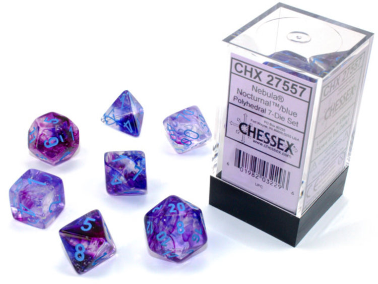 Chessex Chessex: Nocturnal/blue - Nebula Luminary Polyhedral 7-Die Set