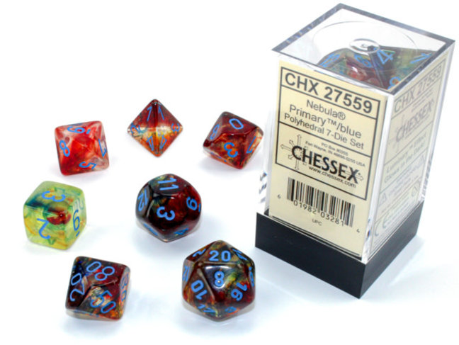 Chessex Primary/blue - Nebula Luminary Polyhedral 7-Die Set