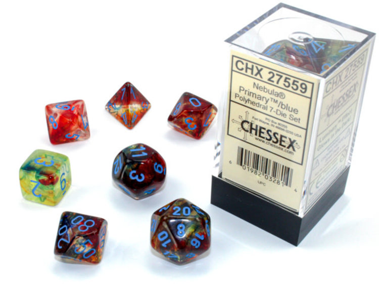 Chessex Chessex: Primary/blue - Nebula Luminary Polyhedral 7-Die Set