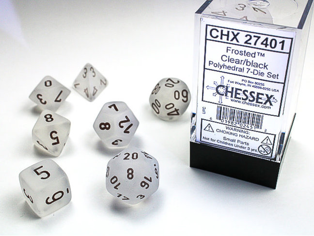 Chessex Clear/black - Frosted Polyhedral 7-Die Set