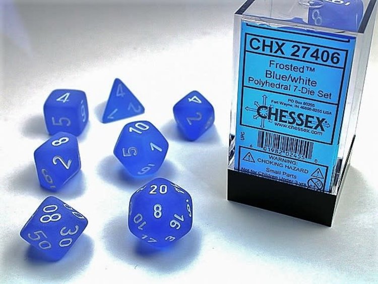 Chessex Chessex: Blue/white - Frosted Polyhedral 7-Die Set