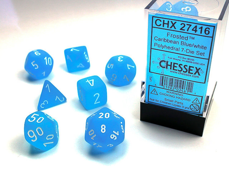 Chessex Chessex: Carribean Blue/white - Frosted Polyhedral 7-Die Set