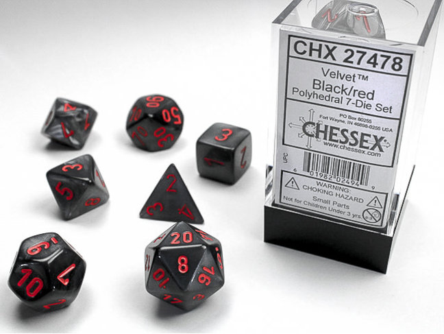 Chessex Black/red - Velvet Polyhedral 7-Die Set