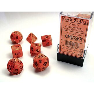 Chessex Orange/black - Vortex Polyhedral 7-Die Set