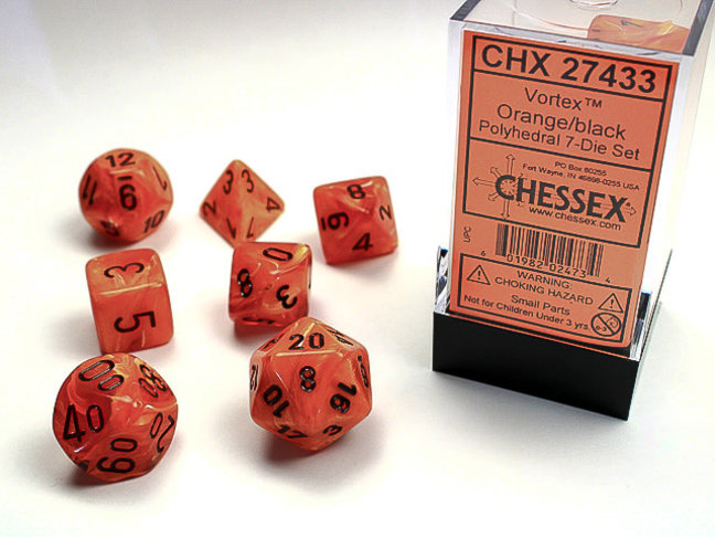 Chessex Orange/black - Vortex Polyhedral 7-Die Set