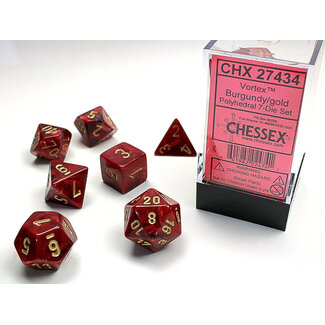 Chessex Burgundy/gold - Vortex Polyhedral 7-Die Set