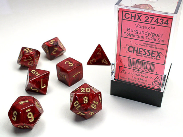 Chessex Chessex: Burgundy/gold - Vortex Polyhedral 7-Die Set