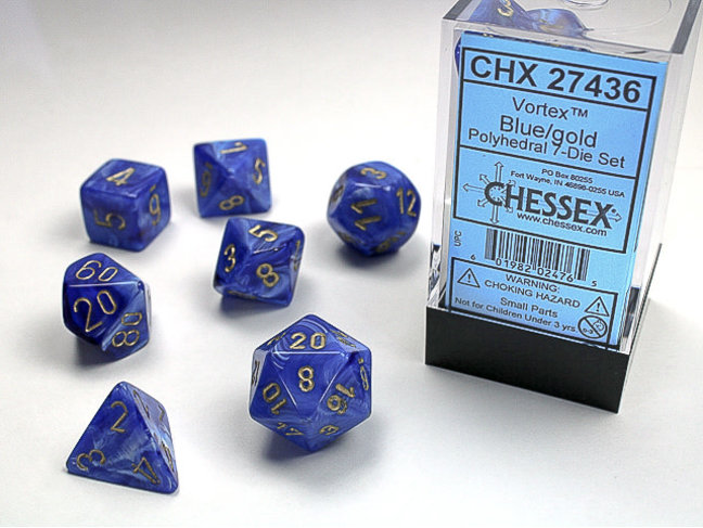 Chessex Blue/gold - Vortex Polyhedral 7-Die Set