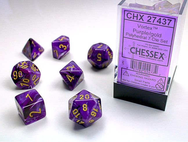 Chessex Purple/gold - Vortex Polyhedral 7-Die Set