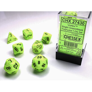 Chessex Bright Green/black - Vortex Polyhedral 7-Die Set