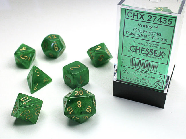 Chessex Green/gold - Vortex Polyhedral 7-Die Set