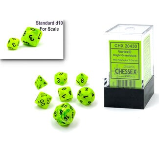 Chessex Bright Green/black - Vortex Polyhedral 7-Die Set Mini