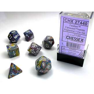 Chessex Carousel/white - Festive Polyhedral 7-Die Set