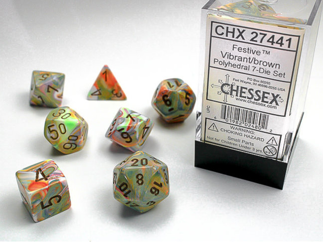 Chessex Vibrant/brown - Festive Polyhedral 7-Die Set