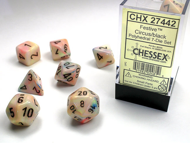 Chessex Circus/black - Festive Polyhedral 7-Die Set