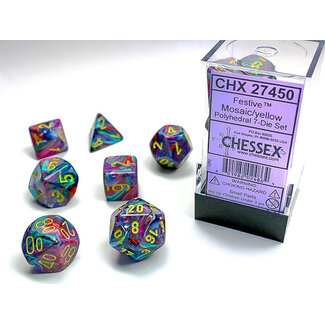 Chessex Mosaic/yellow - Festive Polyhedral 7-Die Set