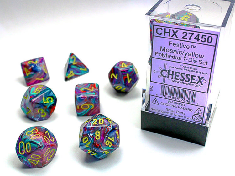 Chessex Chessex: Mosaic/yellow - Festive Polyhedral 7-Die Set