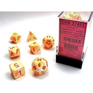 Chessex Sunburst/red - Festive Polyhedral 7-Die Set