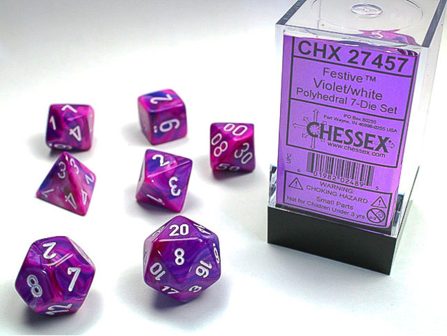 Chessex Violet/white - Festive Polyhedral 7-Die Set