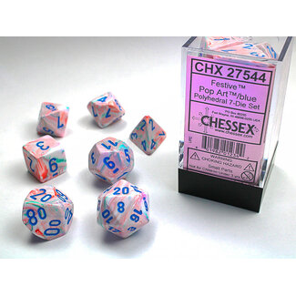 Chessex Pop Art/blue - Festive Polyhedral 7-Die Set