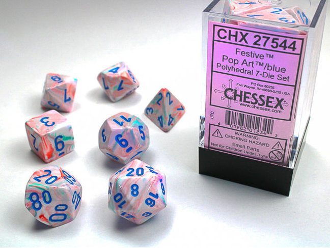 Chessex Pop Art/blue - Festive Polyhedral 7-Die Set